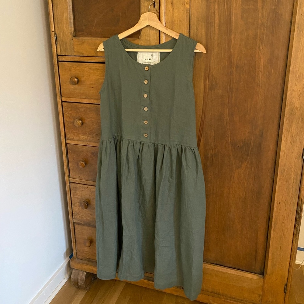 Not Perfect Linen smock dress with buttons 🌾